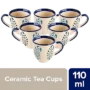 Mini Teacup Set Hand Painted Ceramic - Blue Leaf 180 ml (Set of 6)