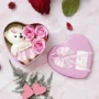 Valentines Day Pink Heart Shaped Gift Box - With 3 Pink Roses Teddy Bear & A Card