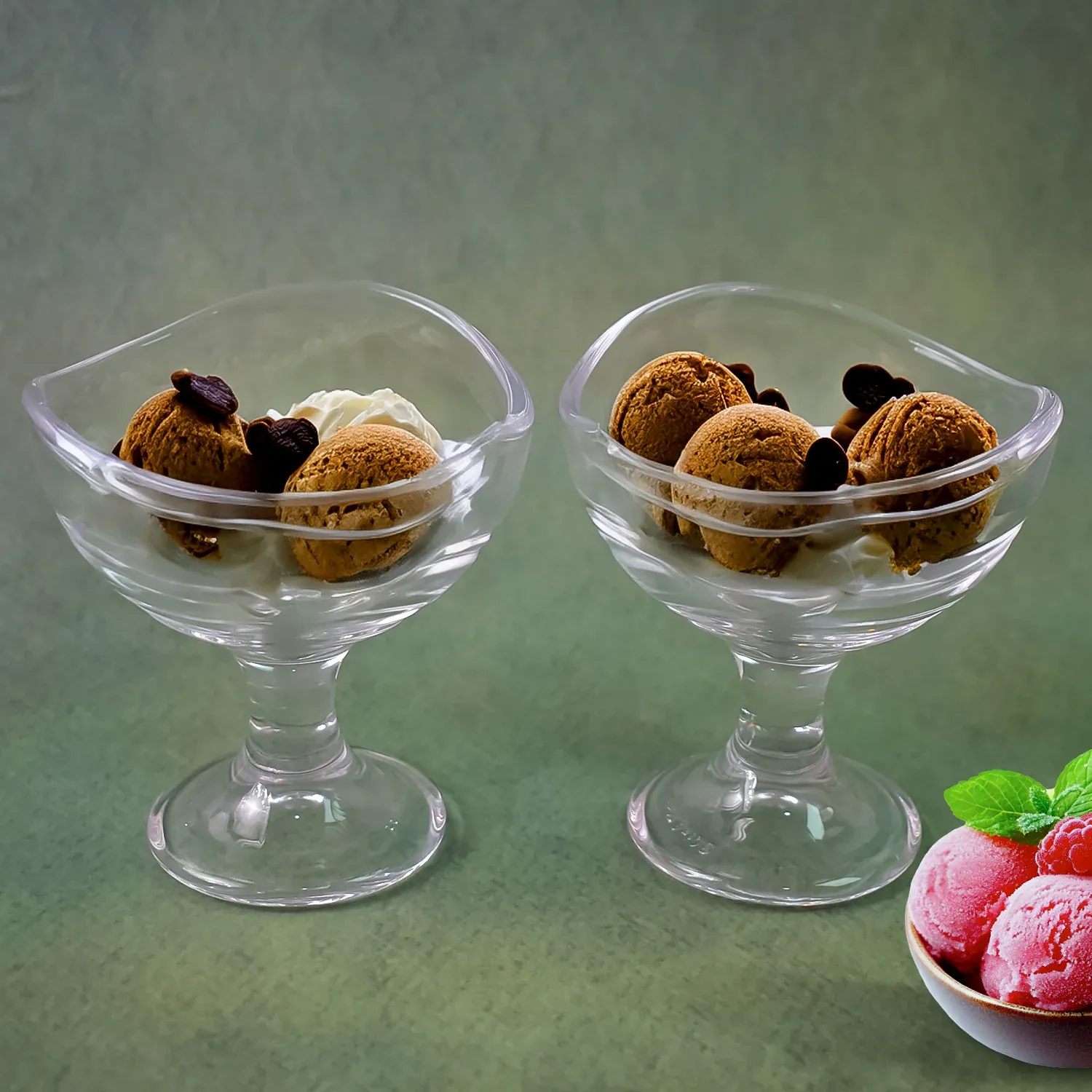 Premium Glass Footed Dessert Bowl, Ice Cream Cup (2 Pcs Set) - Buy Online at Alikart