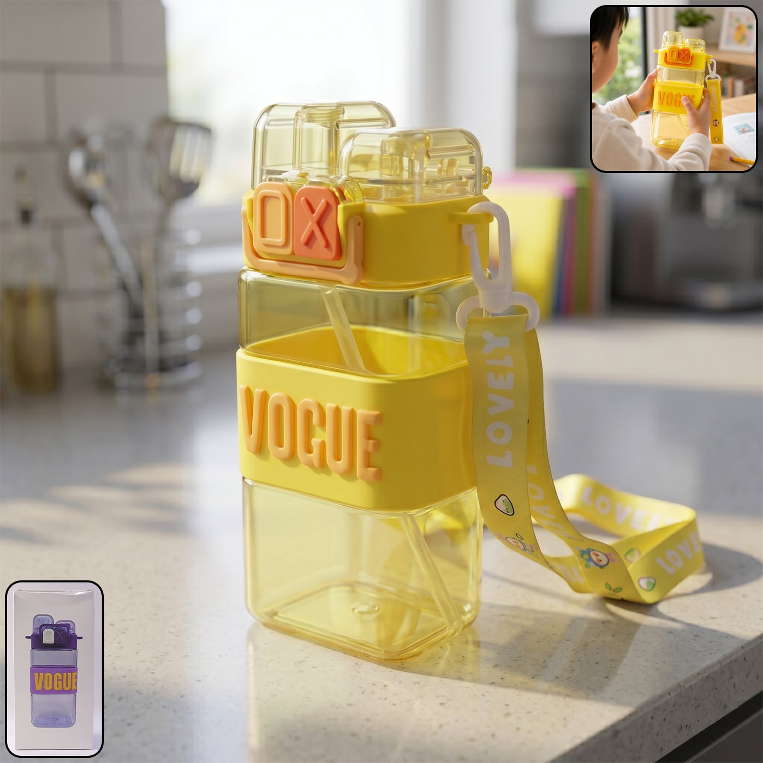 Premium Stylish Kids Plastic Water Bottle with Straw and Leakproof Lid (500 ML Approx) - Buy Online at Alikart