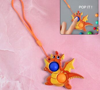 2-Bubble Dragon-Shaped Push Pop Fidget Toy with Strap (1 Pc)