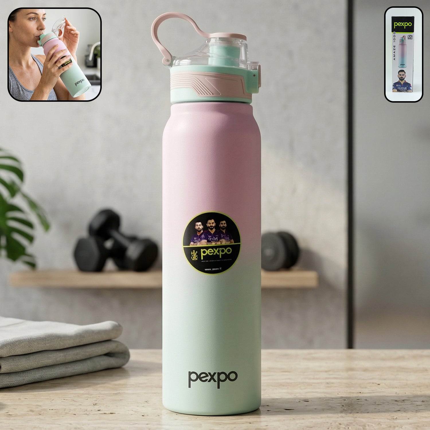 Premium Pexpo Amaze Hot & Cold Insulated Stainless Steel Water Bottle - 1000 ML - Buy Online at Alikart