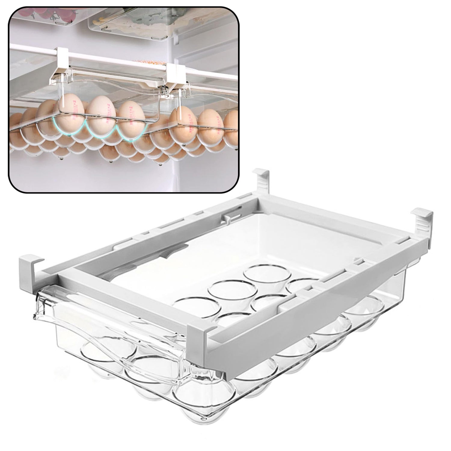 Premium Egg Holder For Refrigerator Set Hanging Fridge Organizer Drawer (1 Pc) - Buy Online at Alikart