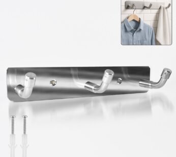 Stainless Steel Wall Mounted Coat 3 Hook Rack (14×3 / 1 Pc)
