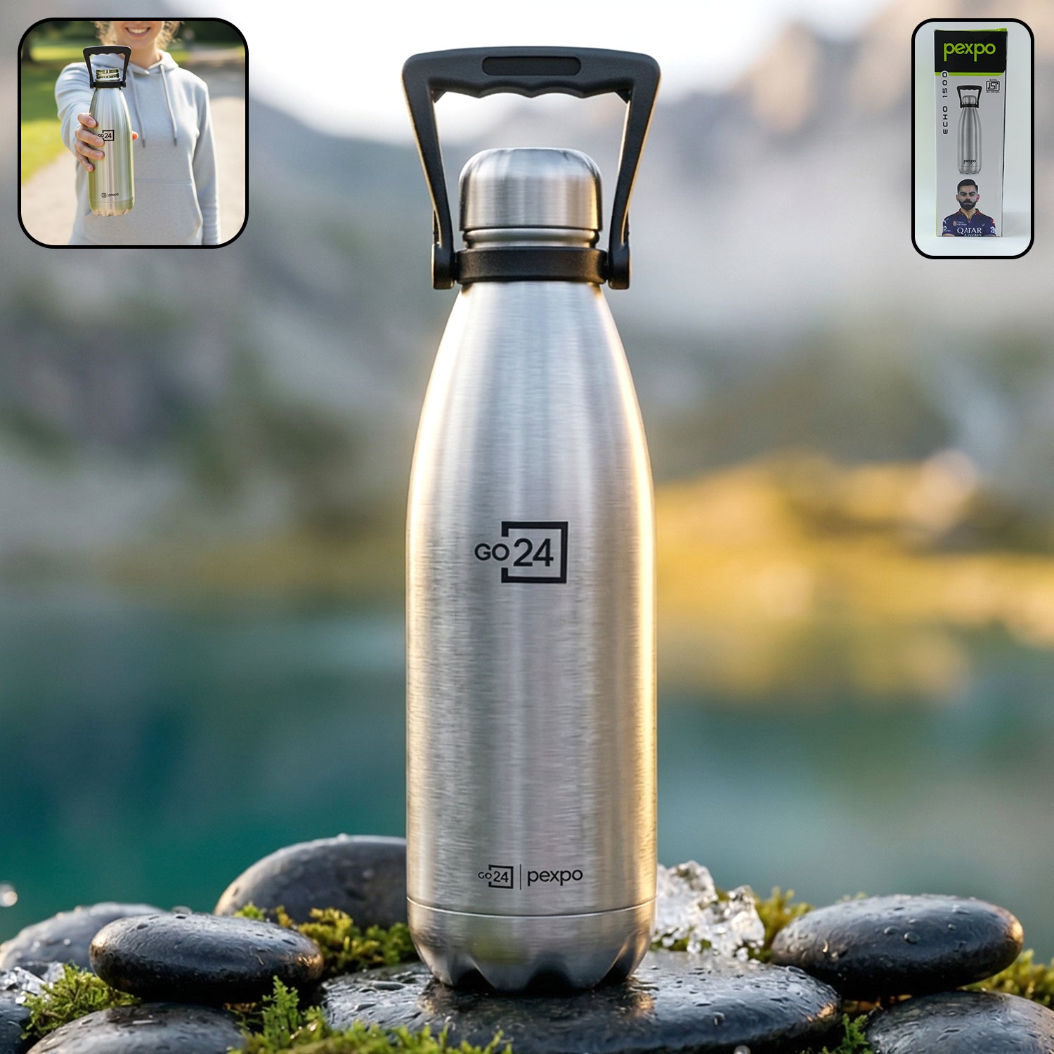 Premium Pexpo Echo Vacuum Insulated Hot & Cold Stainless Steel Water Bottle 1500 ML - Buy Online at Alikart
