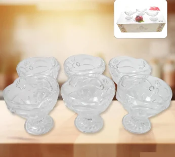 Glass Ice-Cream Cup Set, Home & Kitchen Serving or Dessert Cup (6 Pcs Set)
