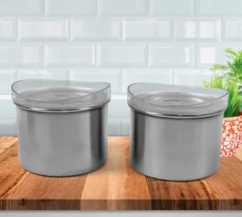 Multipurpose Stainless Steel Airtight Containers with See Through Lid (2 Pc / 500 ML)