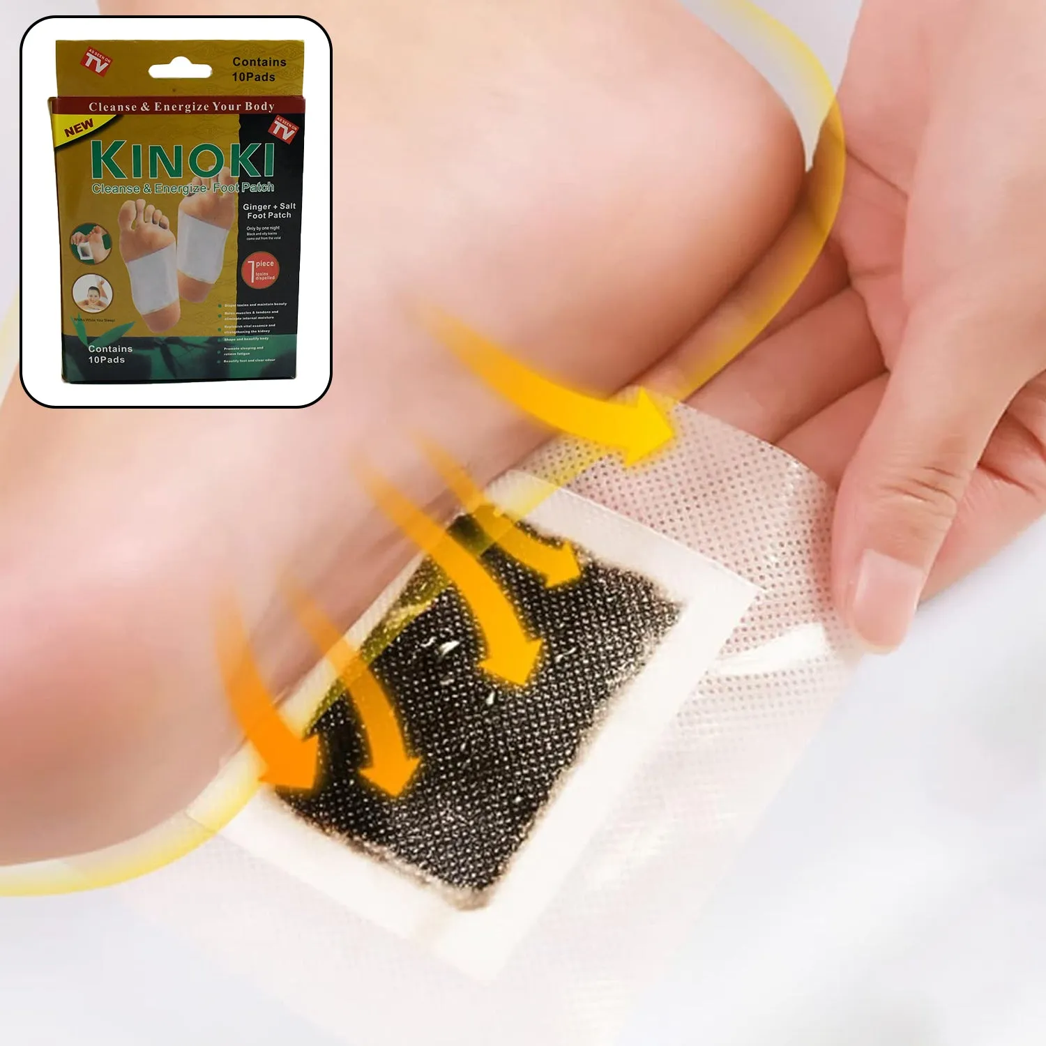 kinoki Cleansing Detox Foot Pads, Ginger & salt Foot Patch -10pcs (Free Size, White) - Detailed Feature View 1