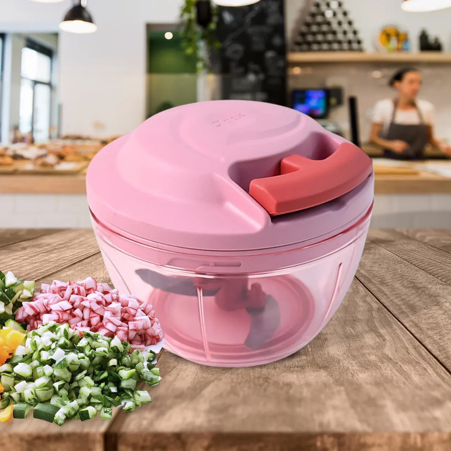 Premium Apex Power-X Triple Stainless Steel Blades and Hand-Pull Vegetable Chopper (500Ml) - Buy Online at Alikart