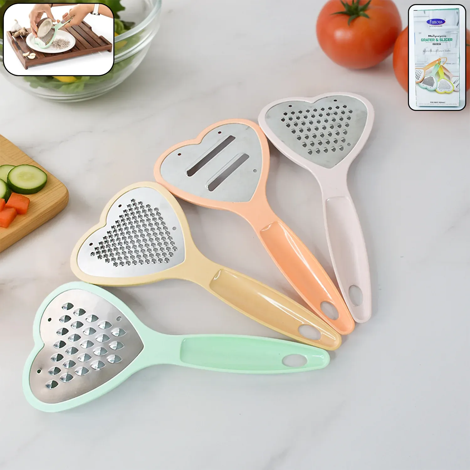 Premium Heart Grater Set and Heart Grater Slicer Used for Grating and Slicing of Fruits, vegetables - Buy Online at Alikart