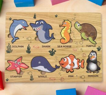 Seawater Animal Wooden Puzzle Learning Educational Board (1 Set)