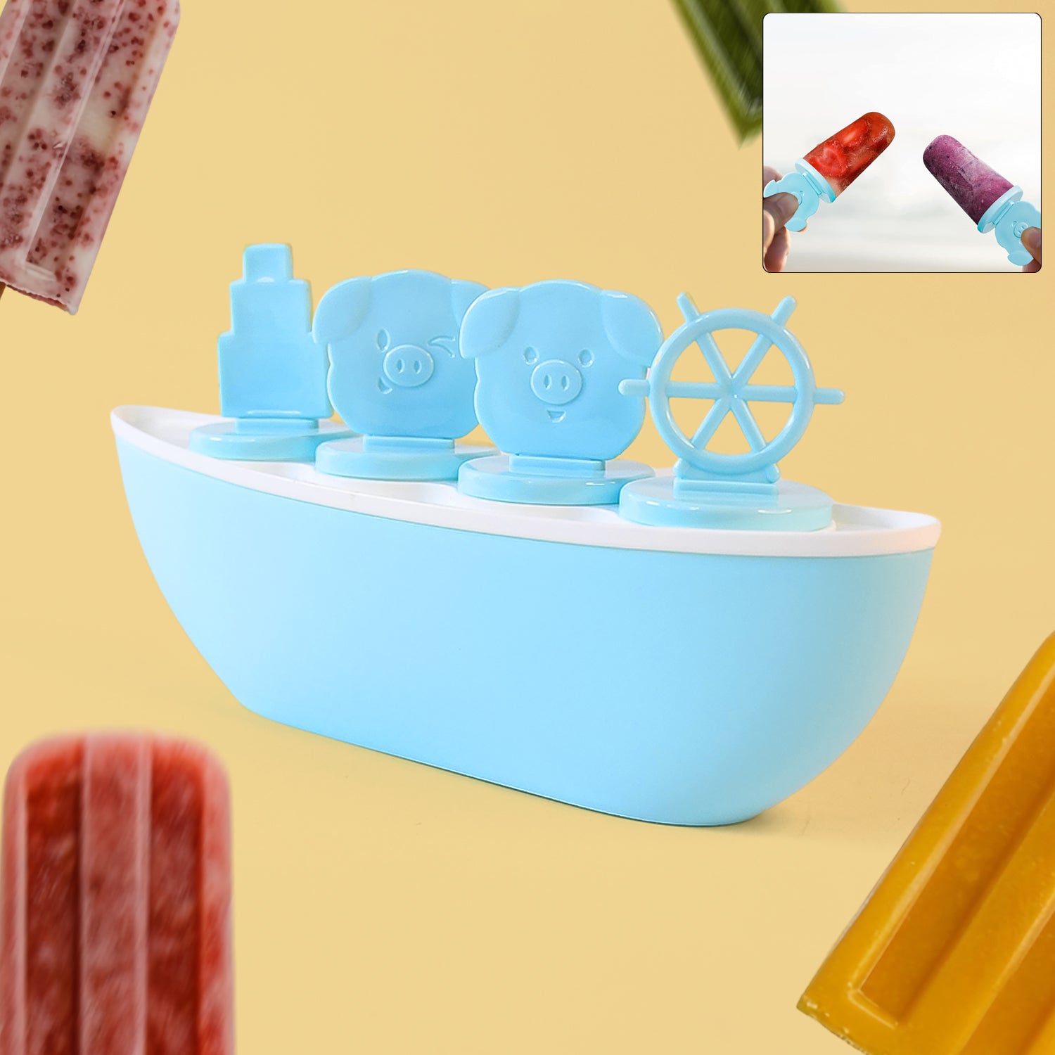 Premium Creative Boat-Shaped Ice Cream Mould with Cute Piggy - Buy Online at Alikart