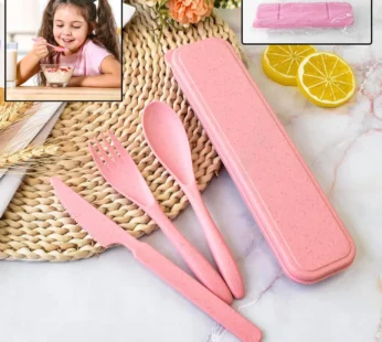 4 in 1 Travel Utensils Plastic Spoons and Forks Sets for Lunch Box (3 Pc With Case)