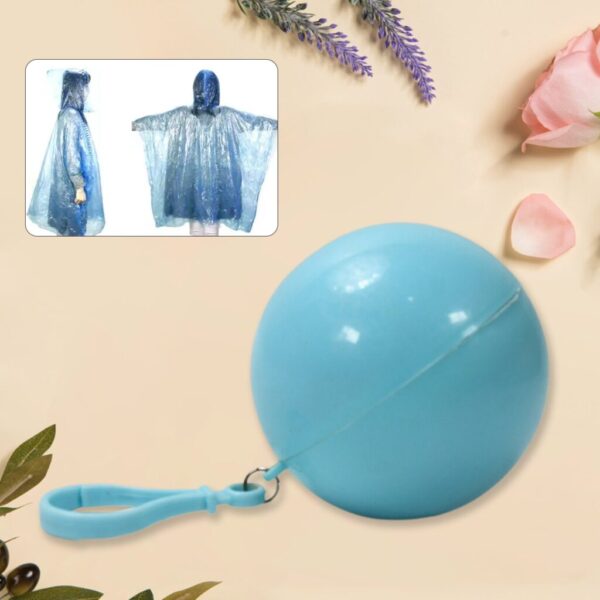 Disposable Raincoat for Kids with Hood and Attachable Round Case, Clear Plastic Raincoats for Emergency, Girls, Boys Disposable Emergency Ball