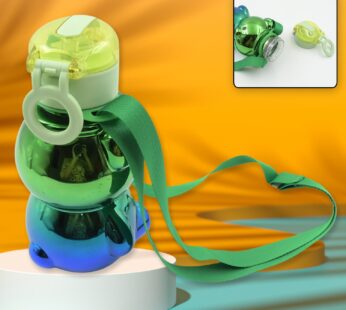 Cute Plastic Water Bottle with Strap & Stickers  Kids School Bottle (1 Pc)