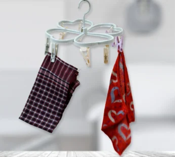 Heart Shape Cloth Drying Rack with 8 Clips for Socks, Baby Clothes, Towels