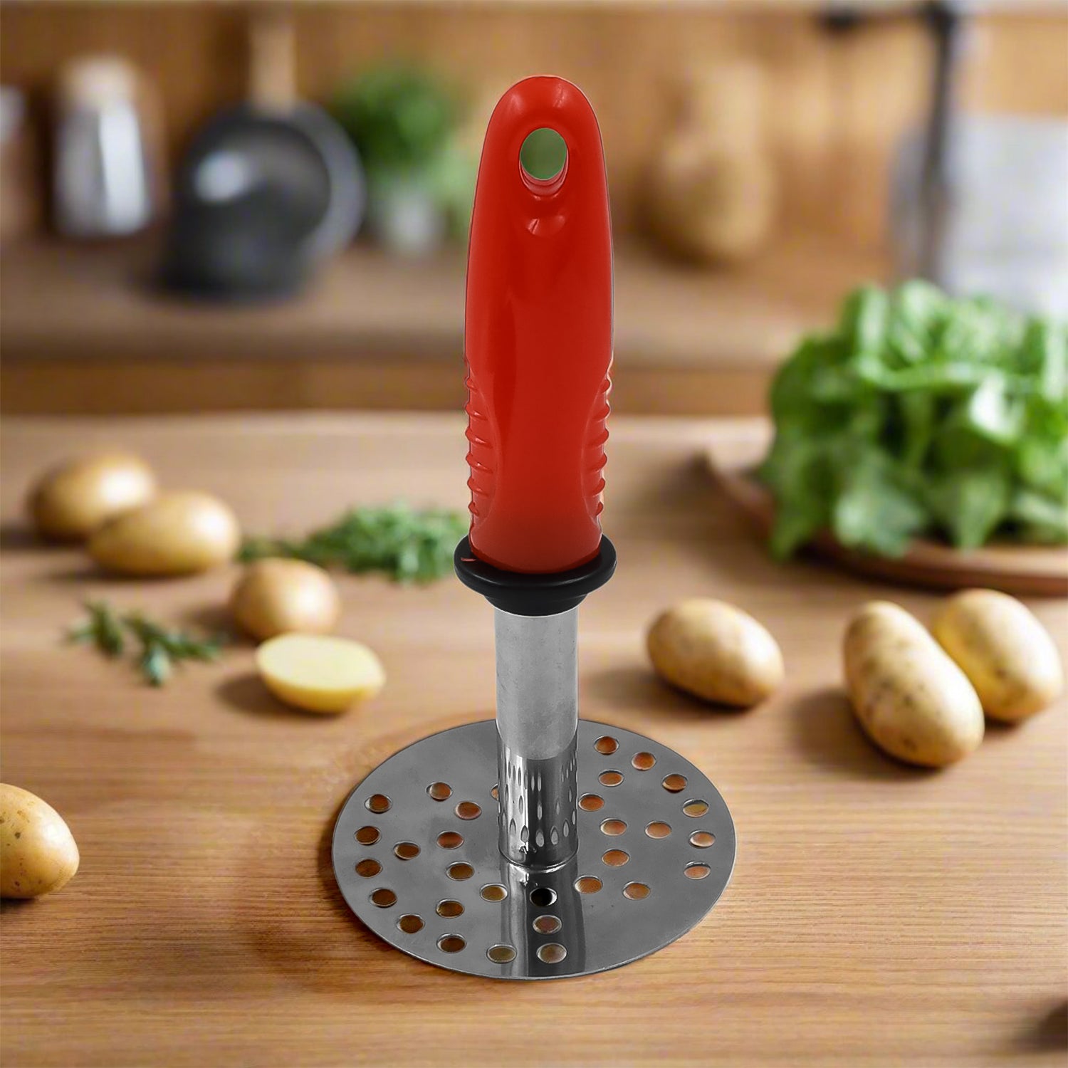 Premium High Grade Stainless Steel Potato Pav Bhaji Masher with Plastic Handle (1 Pc) - Buy Online at Alikart