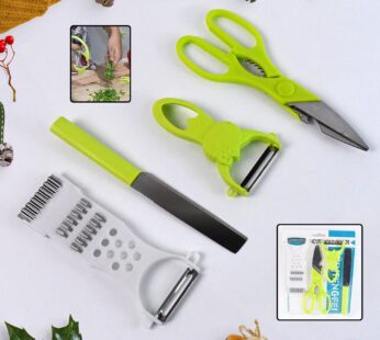 4-Piece Kitchen Cutting Set: Scissors, Peeler, Grater / Slicer, and Knife
