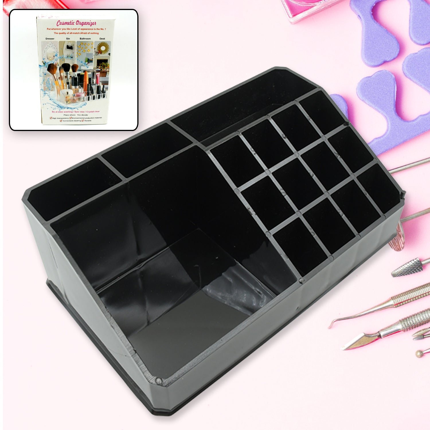 Premium Cosmetic Organiser 16 Compartment Cosmetic Makeup Storage Organiser Box - Buy Online at Alikart