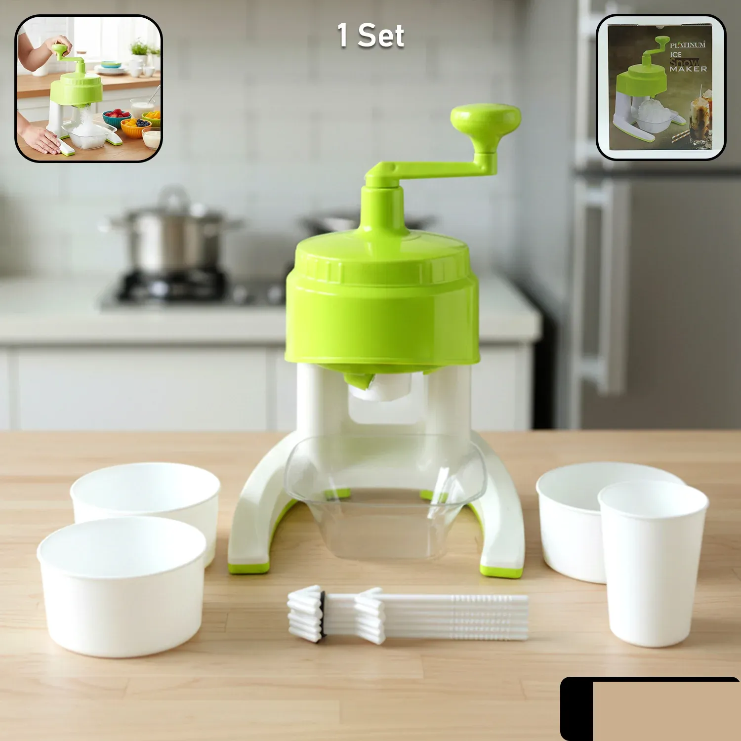 Manual Hand Crank Ice Crusher Snow Maker Machine (1 Set Mix Color) - Detailed Feature View 1