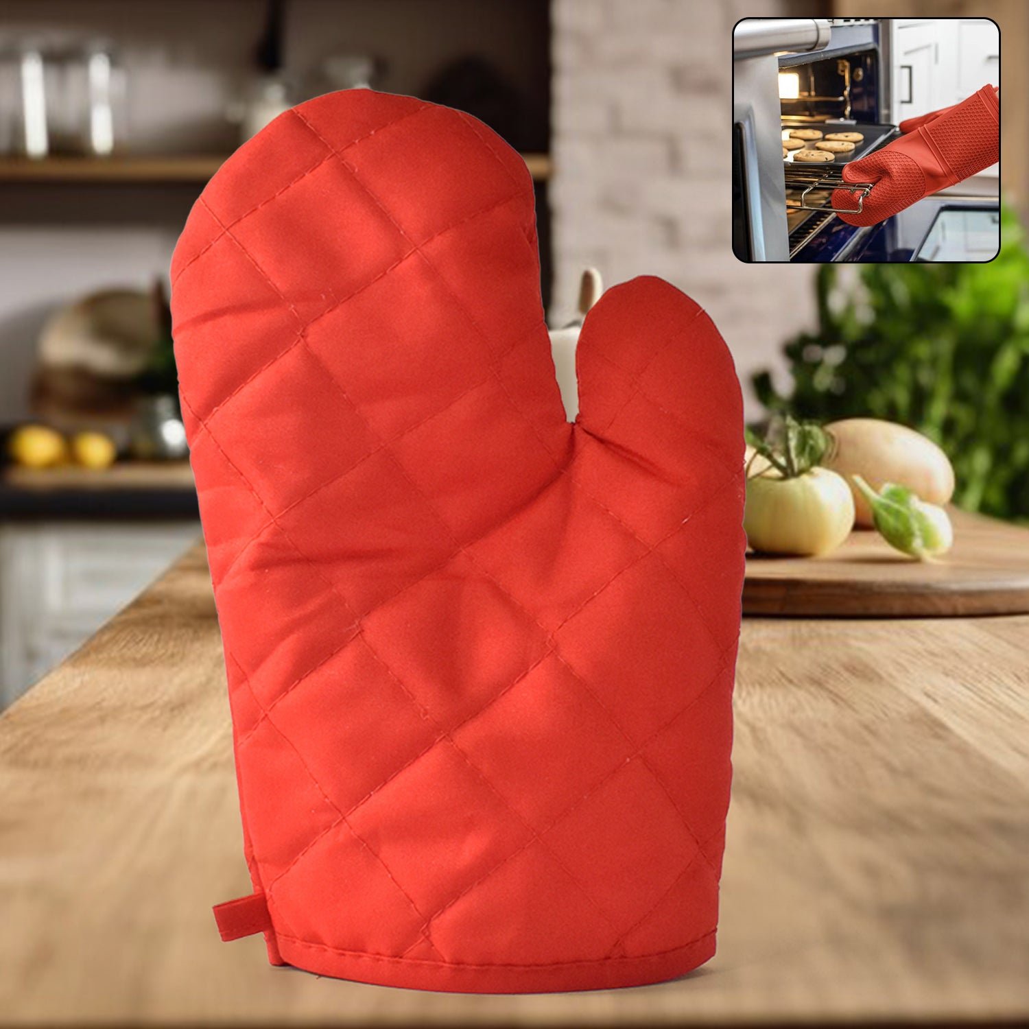 Premium Heat Resistant Non-Slip Oven Mitts / Gloves (1pc) - Buy Online at Alikart