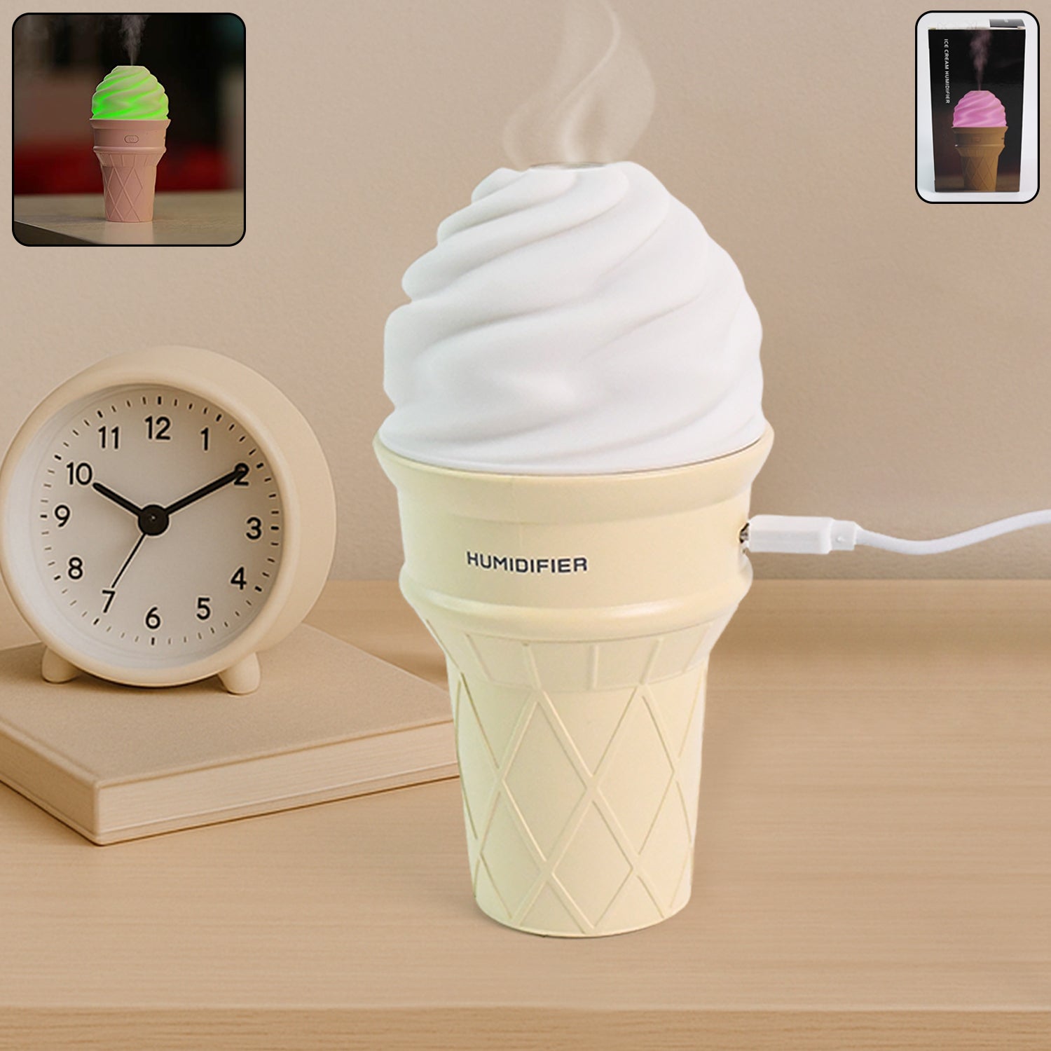 Premium Ice Cream Cone Shape Air Freshener Humidifier (1Pc / Cream Color) - Buy Online at Alikart
