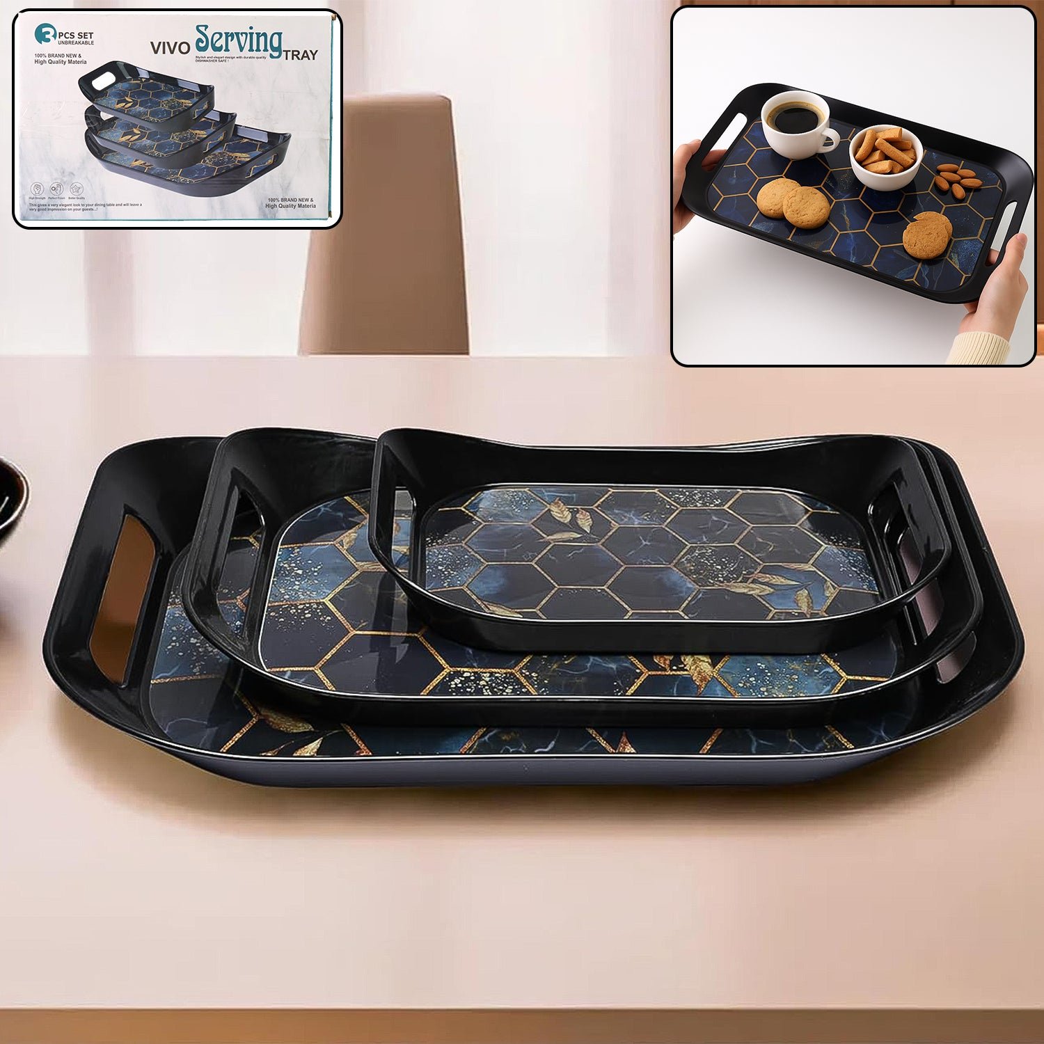 Premium Premium Plastic Serving Tray (3 Pc) - Buy Online at Alikart