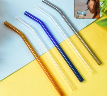 Reusable Glass Straws Clear Glass Drinking Straw (5 pcs Set)