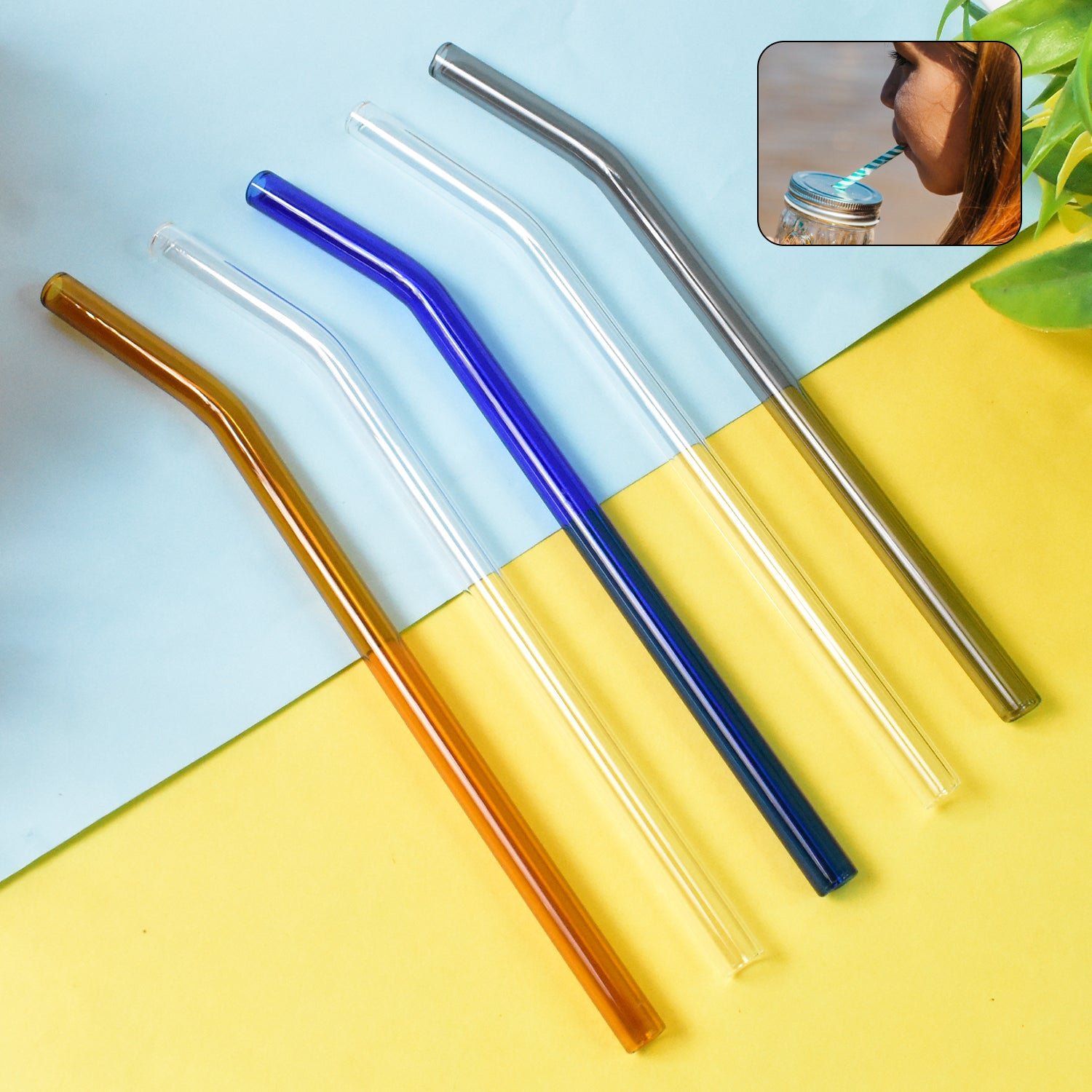 Premium Reusable Glass Straws Clear Glass Drinking Straw (5 pcs Set) - Buy Online at Alikart