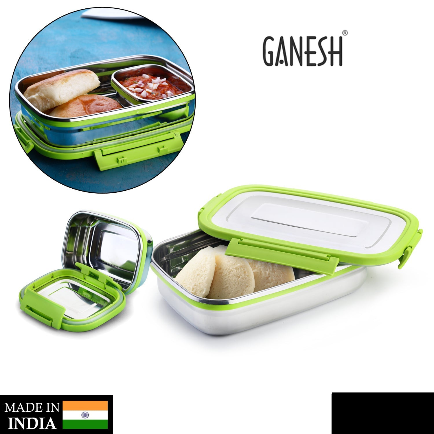 stainless Steel Lunch Pack for Office & School Use - Detailed Feature View 1