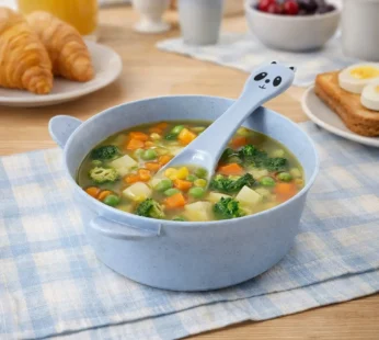 Wheat Straw Kids Soup Bowl with Matching Spoon (240ML, 1 Set )