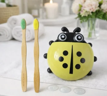 Cute ladybug toothbrush holder with toothbrush combo set