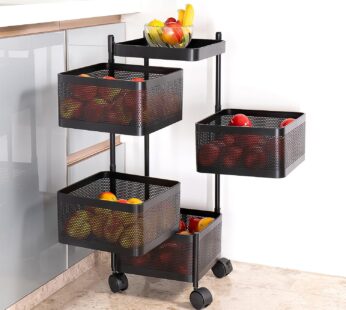 Metal Square High Quality Kitchen Trolley with Wheels (4 Layer / 1 Pc)