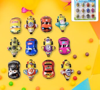 Mini Pull Back Car & Aeroplane PVC Plastic Pull Back Car Cartoon Toys (12 Pcs Set)