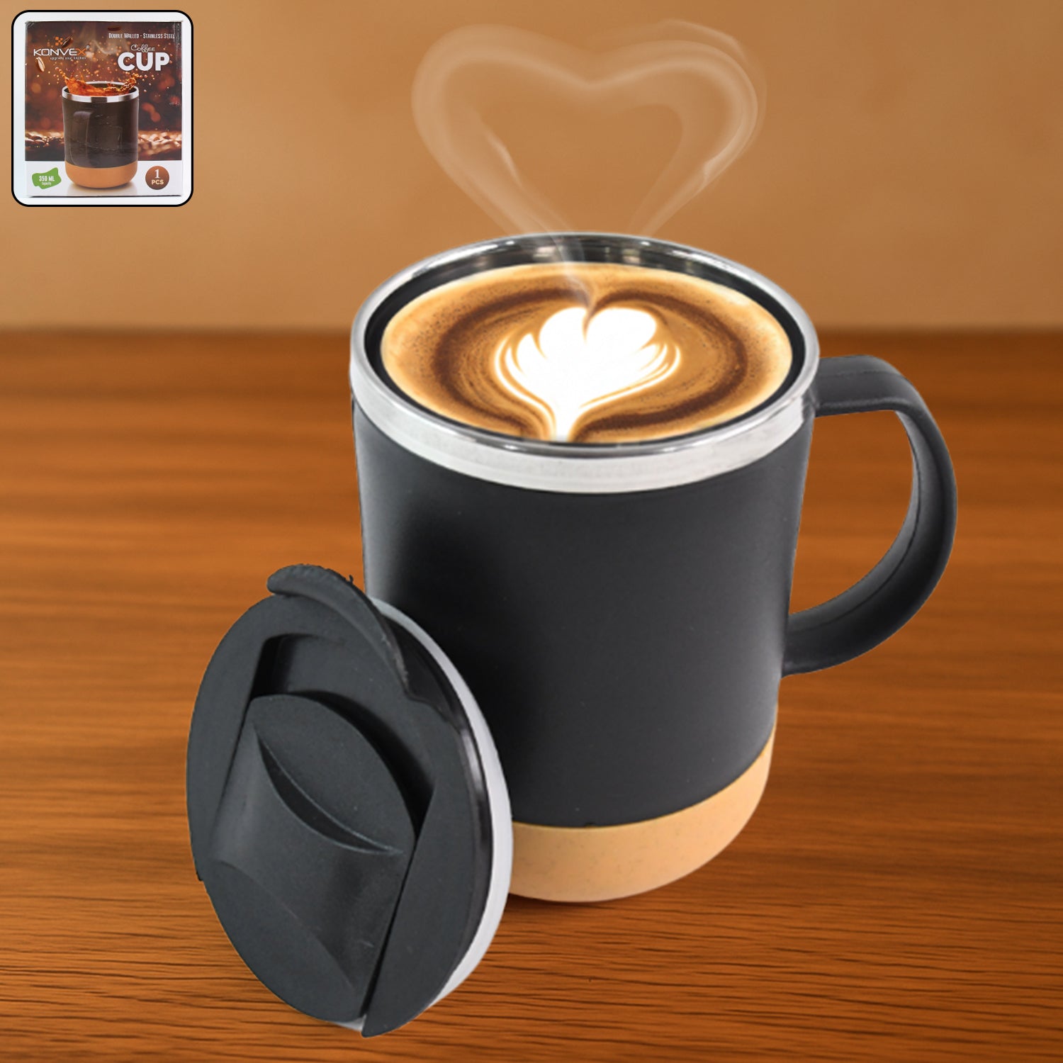 Premium Insulated Coffee Mug with Spill-Proof Lid (Approx 350ML & 1 Pc) - Buy Online at Alikart