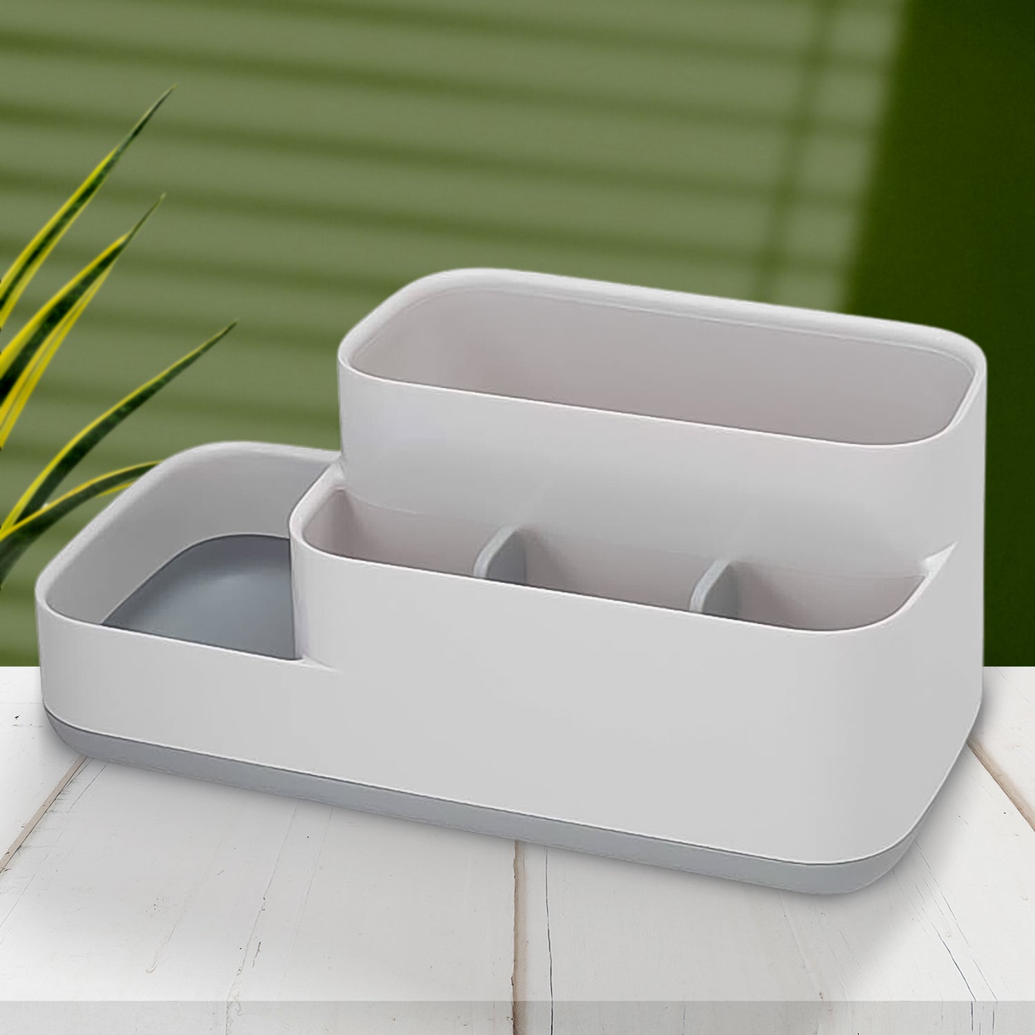 Premium Plastic Multipurpose 5 Compartment Bathroom Desk Organizer Holder (1 Pc) - Buy Online at Alikart
