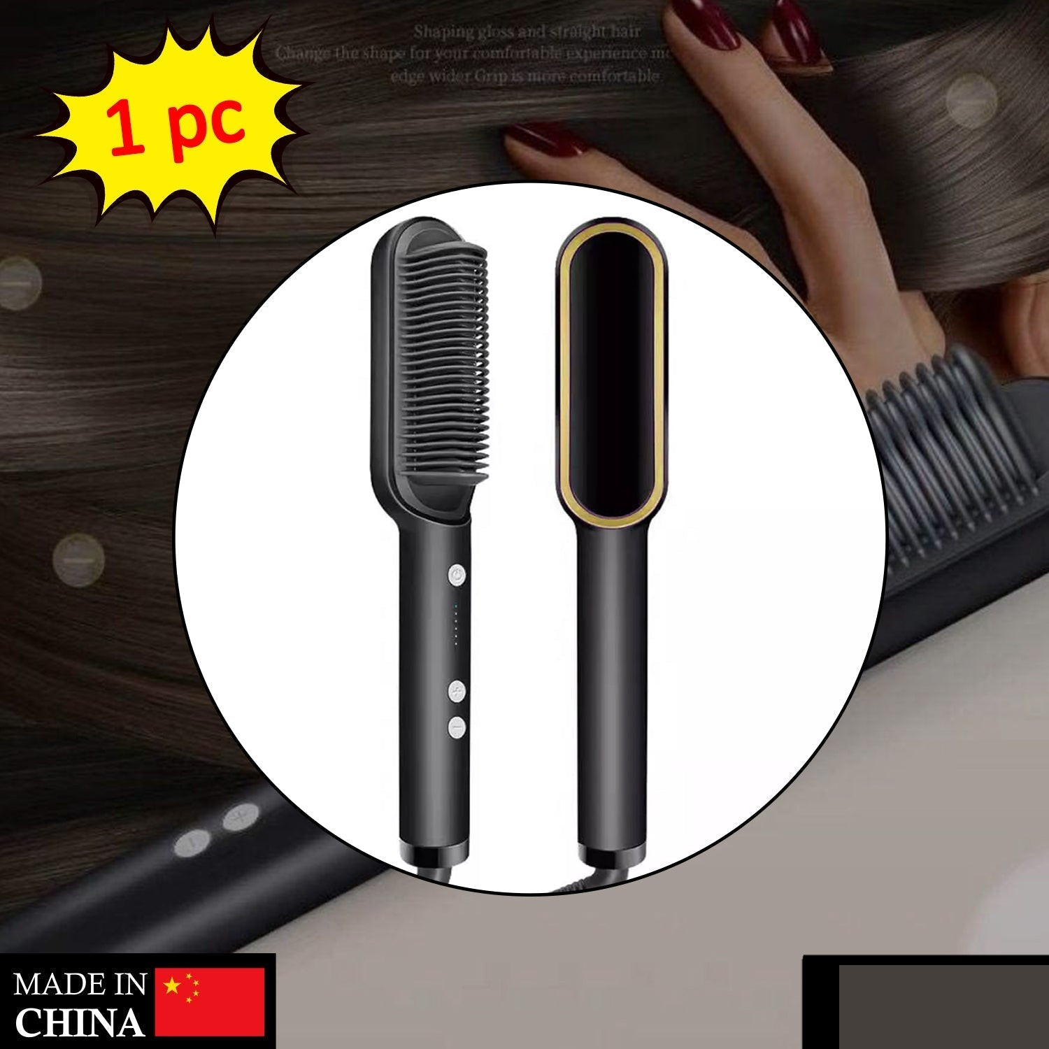Hqt-909B Hair Straightener Used While Massaging Hair Scalps Head., Hair accessories - Detailed Feature View 1