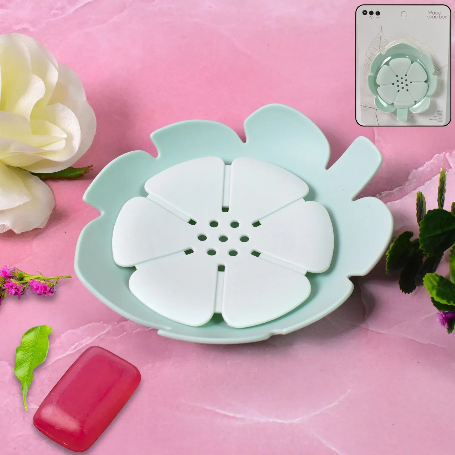 Premium Plastic Flowers Soap Dish Bathroom Accessories Set Shower Gift ,Sabudani (1 Pc) - Buy Online at Alikart