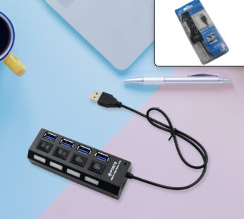4 Port USB, HUB USB 2.0 HUB Splitter High Speed with On/Off Switch Multi LED Adapter