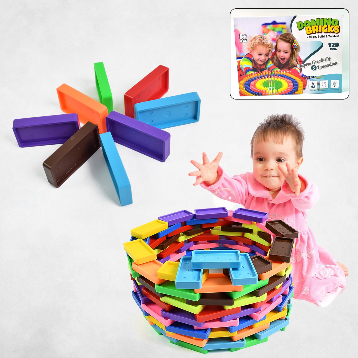 Premium Kids 120 Domino Blocks Dominoes (120 Pcs Set) - Buy Online at Alikart