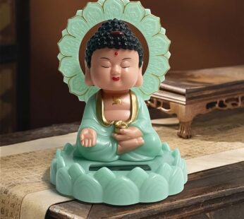 Plastic Solar Powered Moving Head Sitting Action Buddha Statue (1 Pc / Mix Color)
