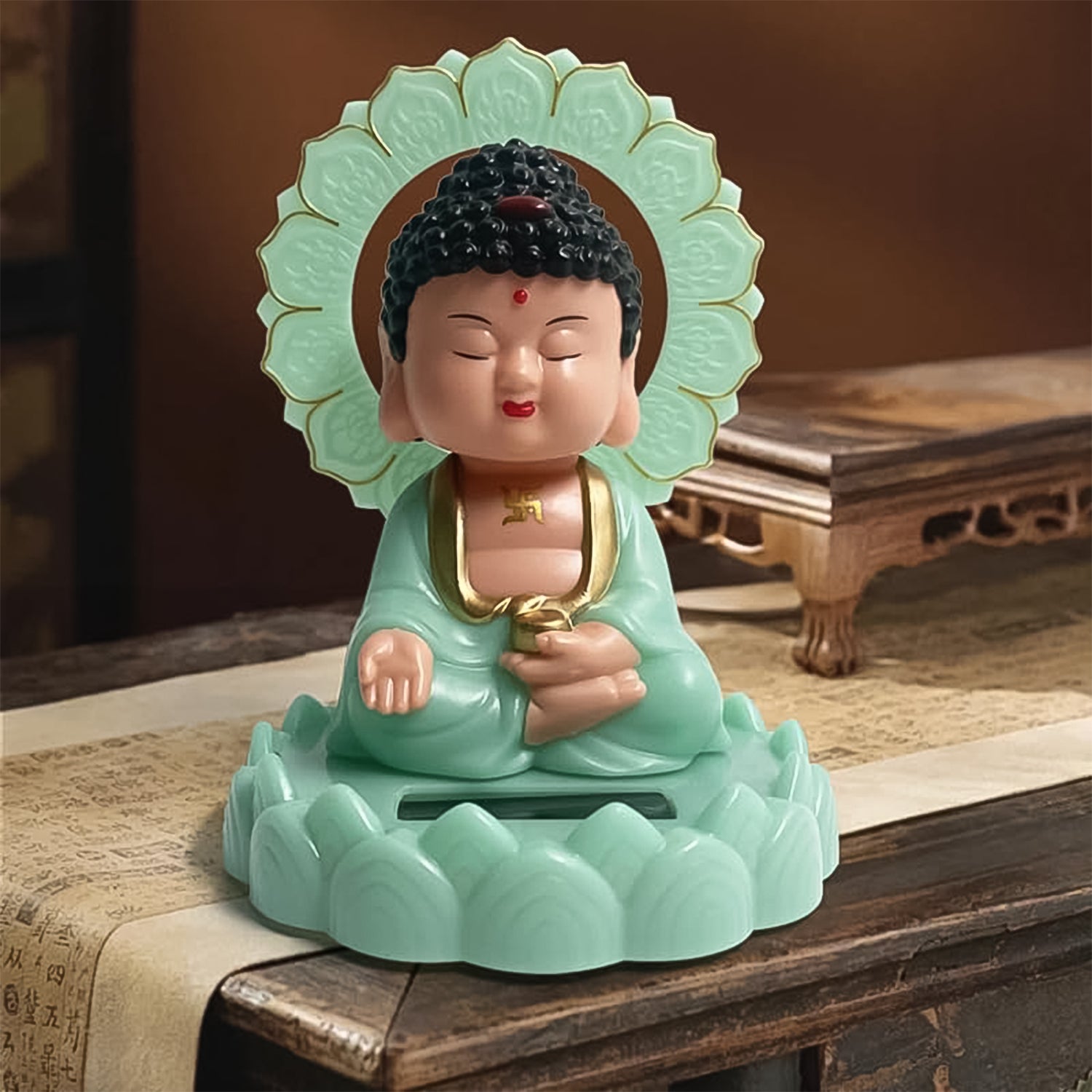 Premium Plastic Solar Powered Moving Head Sitting Action Buddha Statue (1 Pc / Mix Color) - Buy Online at Alikart