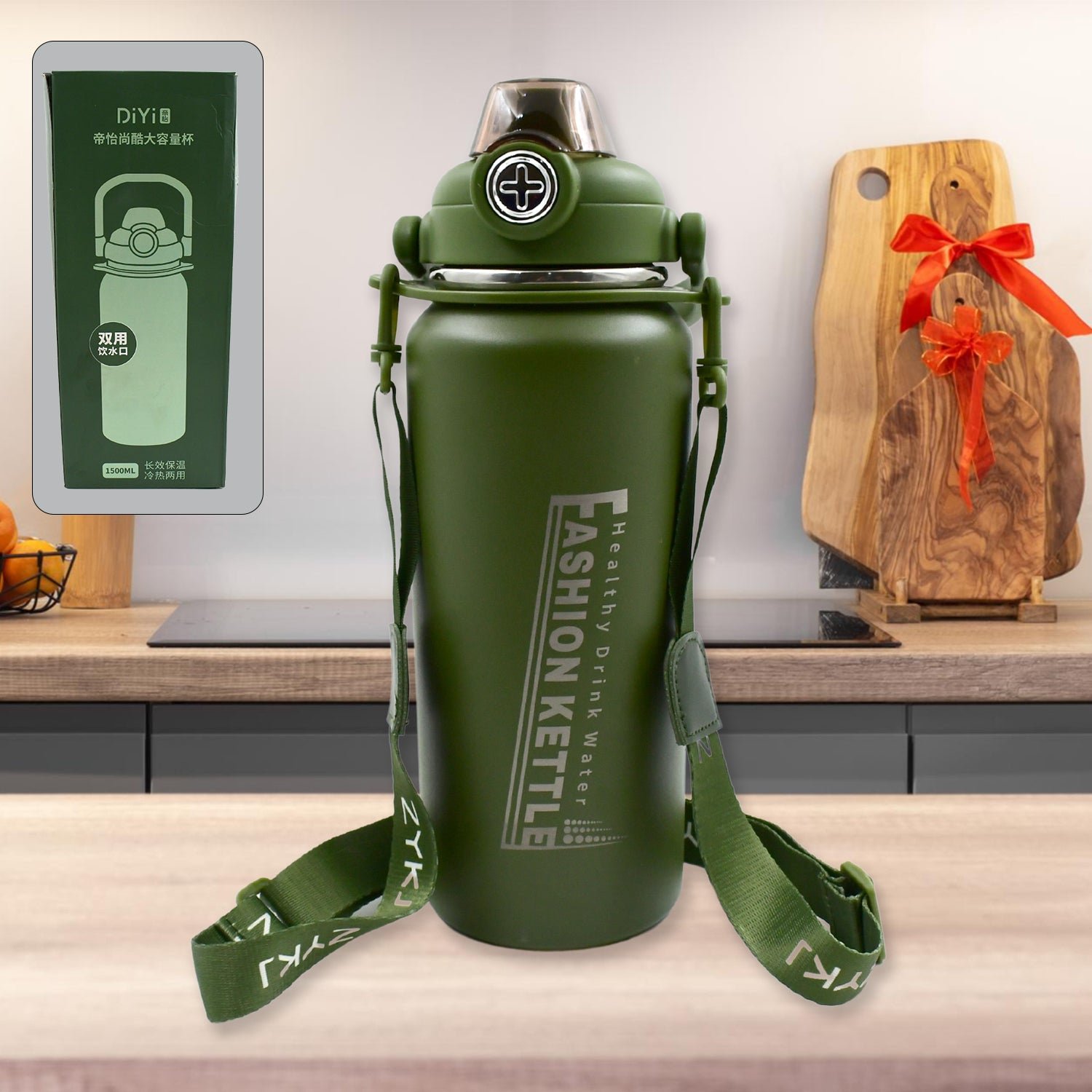 Premium Stainless Steel Water Vacuum Insulated Bottle With Straw (1500ML, Mix Color) - Buy Online at Alikart