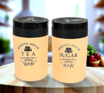 Accurate Seal Tea Sugar Coffee Container, Plastic Damru Shaped Tea, Coffee, Sugar Canisters Jar, New Airtight Food Seal Containers for Salt, Dry Fruit, Grocery 2 Section (800 ML Approx)