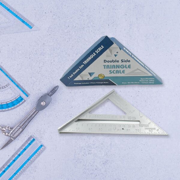 Double-Sided 45° Triangle Ruler – 7-Inch Aluminum Alloy Rafter Square for Home Use