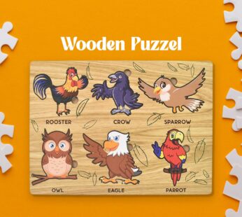 Wooden Bird Puzzle Learning Educational Board (1 Set / 28×20 Cm)