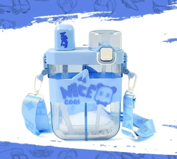 2in1 Dual Compartment Water Bottle with Straw & Adjustable Shoulder Straps (1 Pc/Multi color)