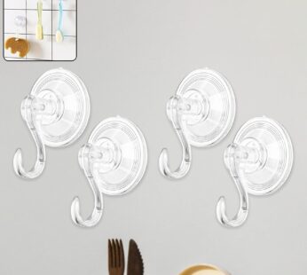 Plastic Suction Cup Hooks (4 Pcs Set)