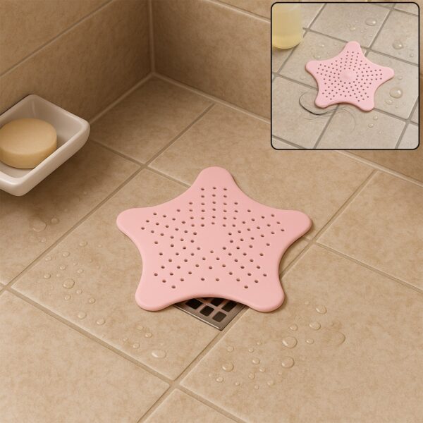 Baby Pink Silicone Star Shaped Sink Filter Bathroom Hair Catcher Drain Strainers