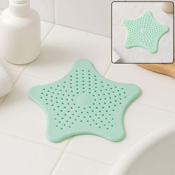 Mint Green Silicone Star Shaped Sink Filter Bathroom Hair Catcher Drain Strainers